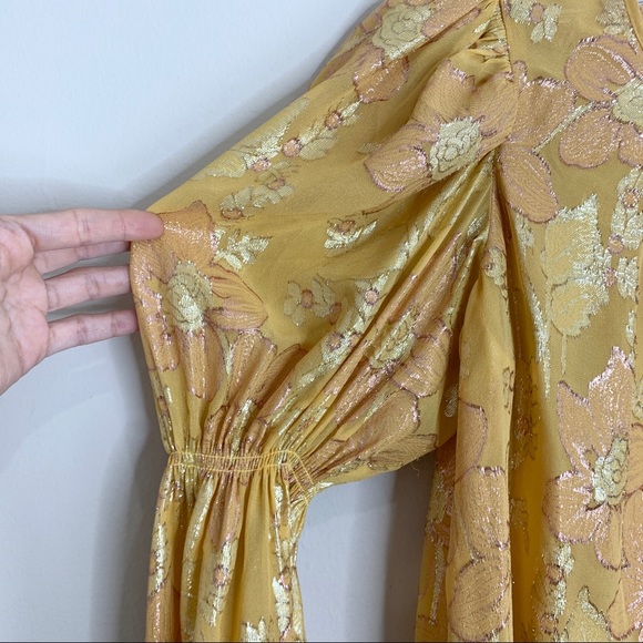 NEW Ulla Johnson Aster Blouse *Citrine* Floral Metallic Silk Blend Sz 0 - Picture 9 of 15